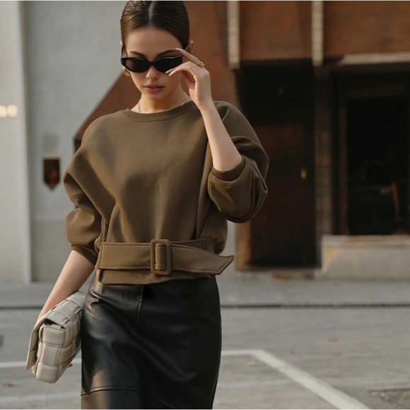 Sold eBay NWT Commense Pullover sold out online Belted Short Sweatshirt - Picture 3 of 10